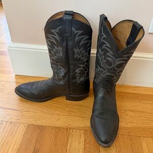 Tony Lama Black Leather Western Boots